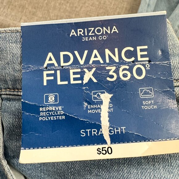 NEW! Mens Arizona Jean Advance Flex 360 Straight Jeans $50 Split Cut Knees 36X29 - Picture 3 of 13